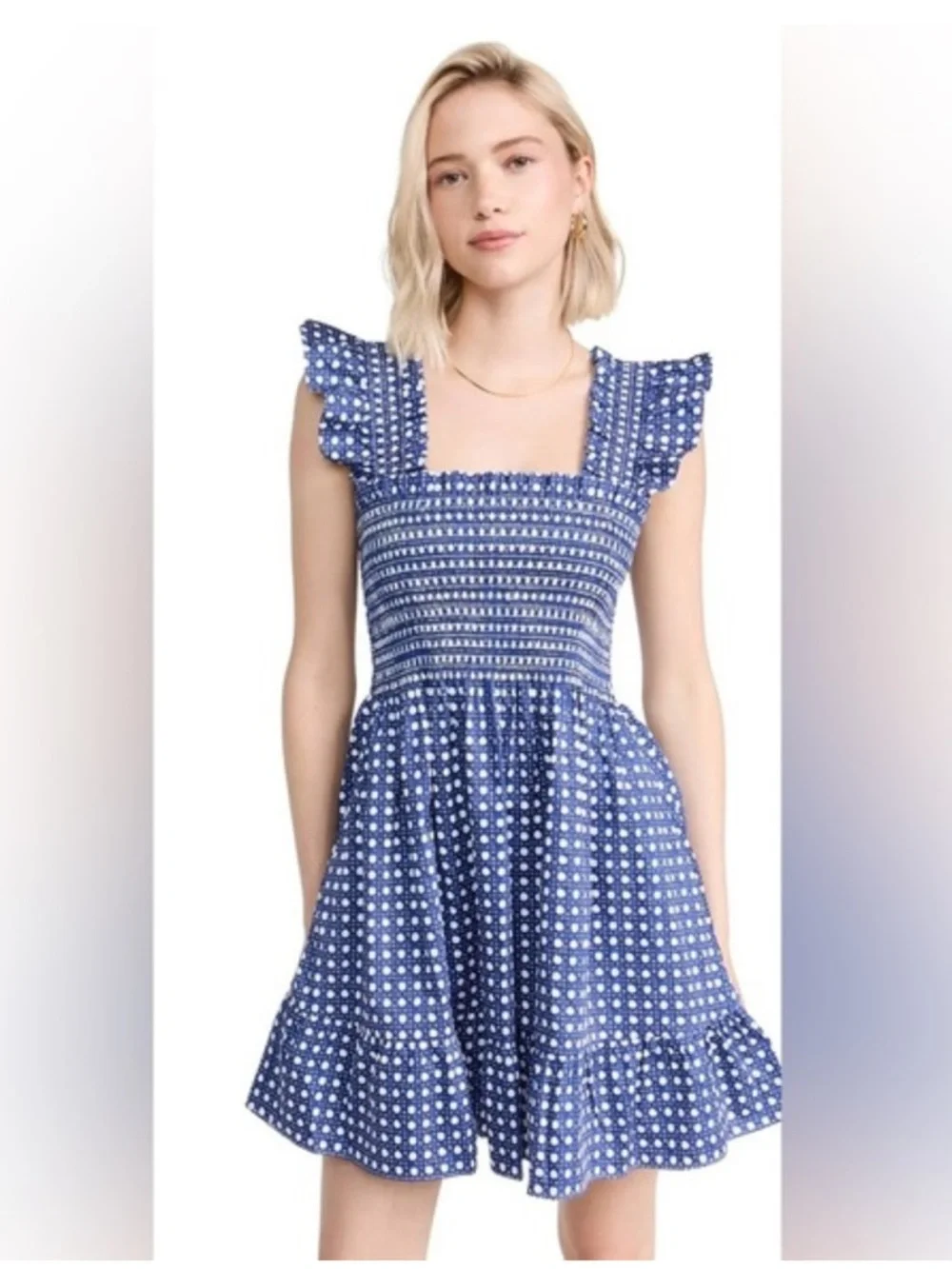 NWT Hill House The Elizabeth Nap Mini Dress in Blue Basket Weave size XXS - Picture 3 of 12